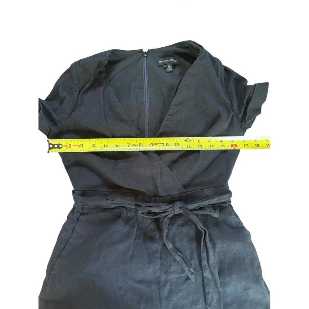 Banana Republic Black Linen Cotton Blend Romper Womens Size 2 Petite